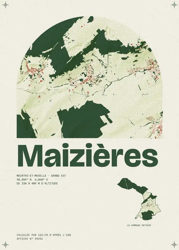 Affiche de Maizières, calculée par 123-fr d'après l'IGN