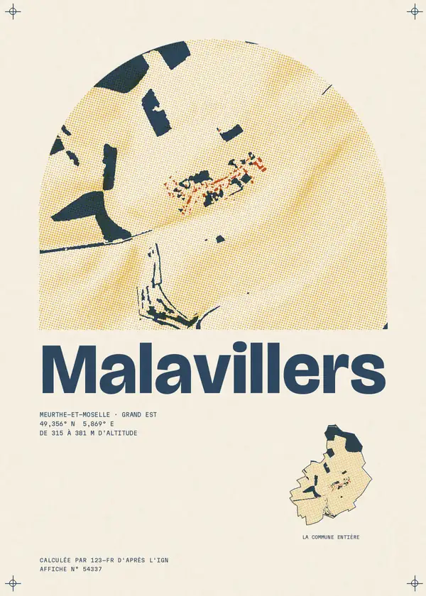Affiche de Malavillers, calculée par 123-fr d'après l'IGN