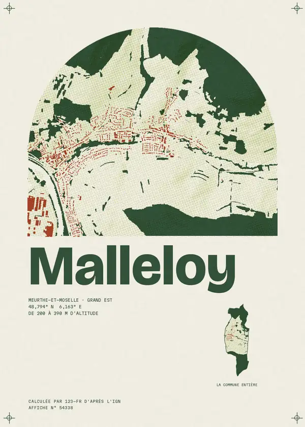 Affiche de Malleloy, calculée par 123-fr d'après l'IGN