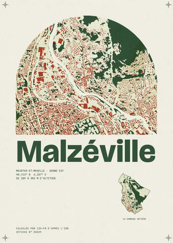 Affiche de Malzéville, calculée par 123-fr d'après l'IGN