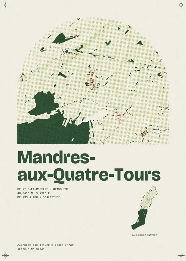 Affiche de Mandres-aux-Quatre-Tours, calculée par 123-fr d'après l'IGN