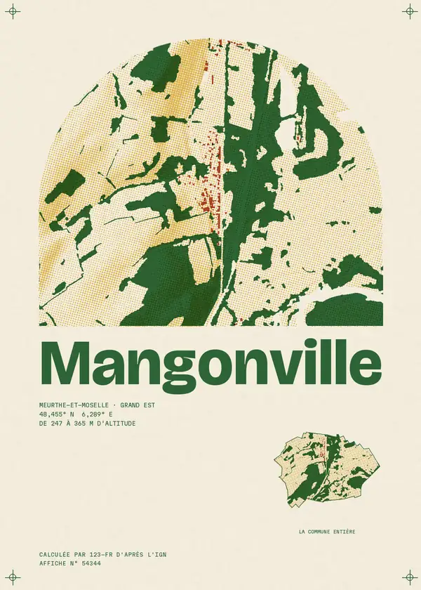 Affiche de Mangonville, calculée par 123-fr d'après l'IGN