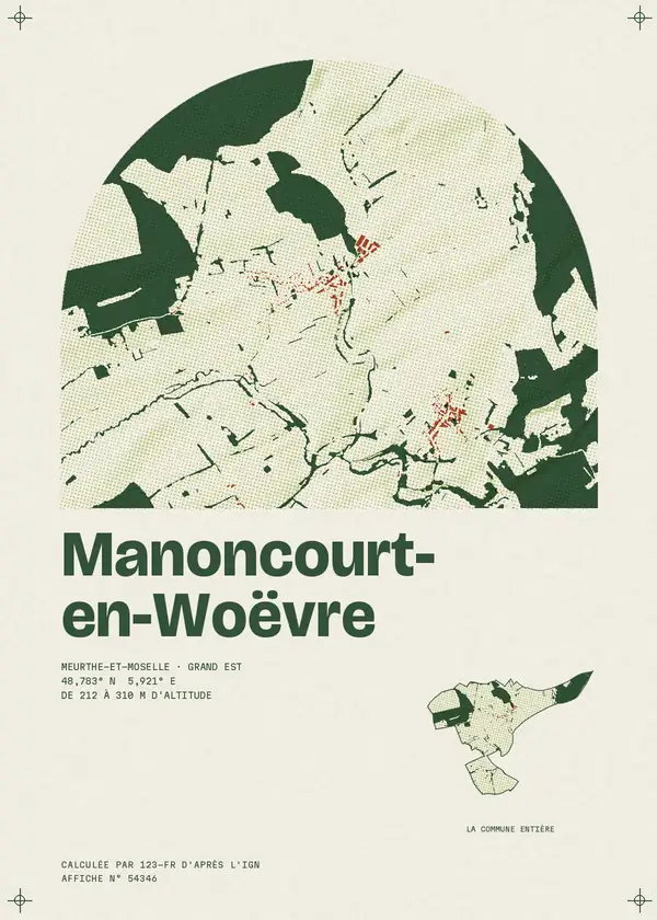 Affiche de Manoncourt-en-Woëvre, calculée par 123-fr d'après l'IGN