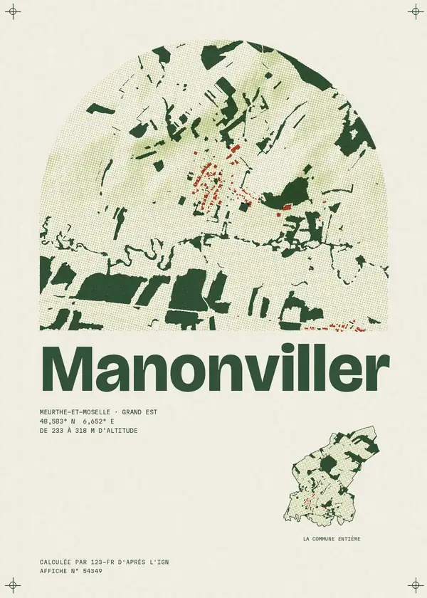 Affiche de Manonviller, calculée par 123-fr d'après l'IGN