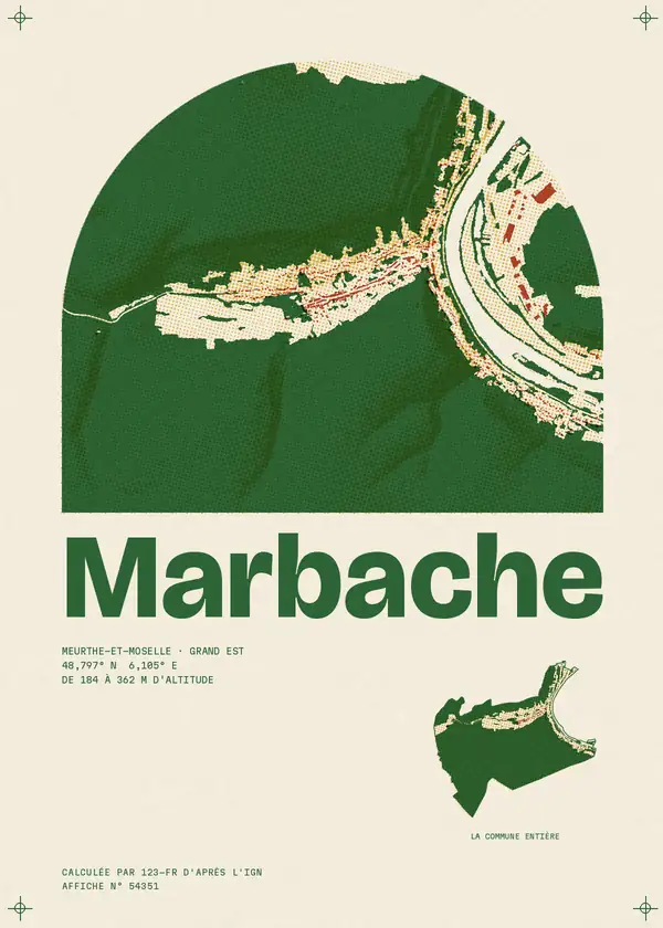 Affiche de Marbache, calculée par 123-fr d'après l'IGN