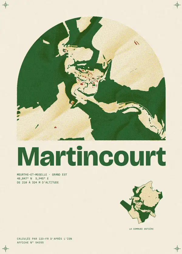 Affiche de Martincourt, calculée par 123-fr d'après l'IGN