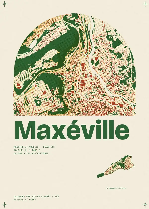 Affiche de Maxéville, calculée par 123-fr d'après l'IGN