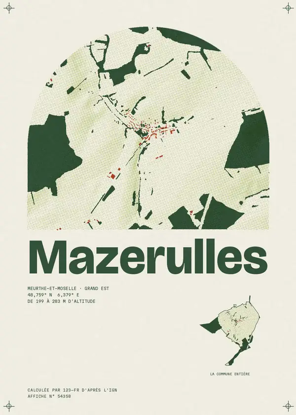 Affiche de Mazerulles, calculée par 123-fr d'après l'IGN