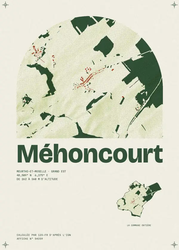 Affiche de Méhoncourt, calculée par 123-fr d'après l'IGN
