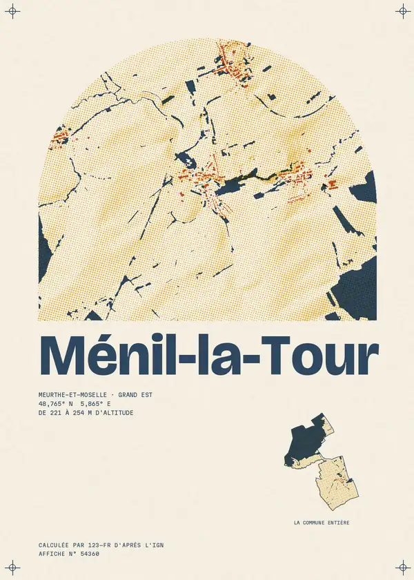 Affiche de Ménil-la-Tour, calculée par 123-fr d'après l'IGN