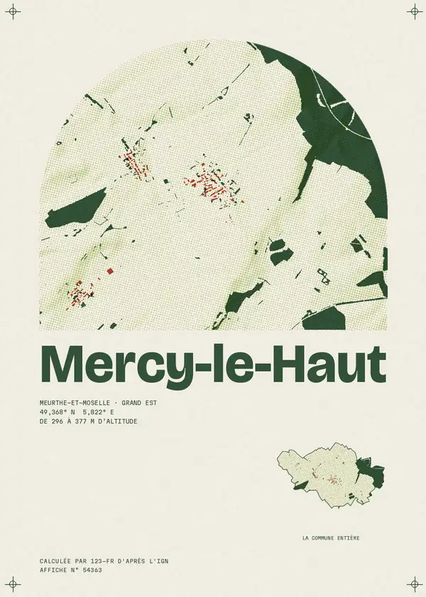 Affiche de Mercy-le-Haut, calculée par 123-fr d'après l'IGN