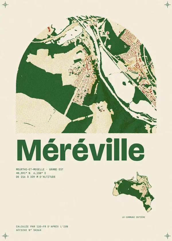 Affiche de Méréville, calculée par 123-fr d'après l'IGN