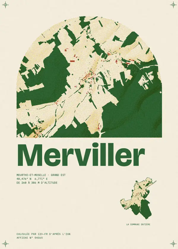 Affiche de Merviller, calculée par 123-fr d'après l'IGN