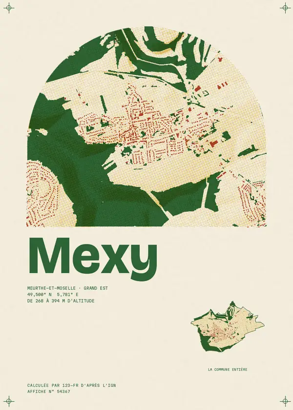 Affiche de Mexy, calculée par 123-fr d'après l'IGN