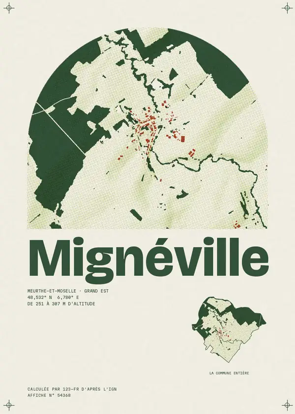 Affiche de Mignéville, calculée par 123-fr d'après l'IGN