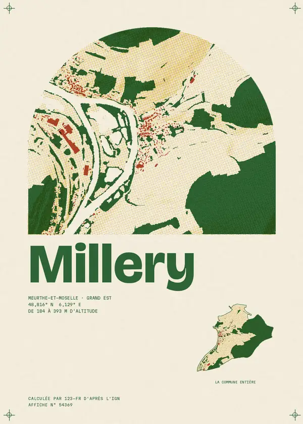 Affiche de Millery, calculée par 123-fr d'après l'IGN