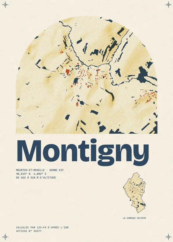 Affiche de Montigny, calculée par 123-fr d'après l'IGN