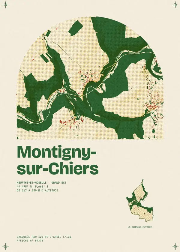 Affiche de Montigny-sur-Chiers, calculée par 123-fr d'après l'IGN