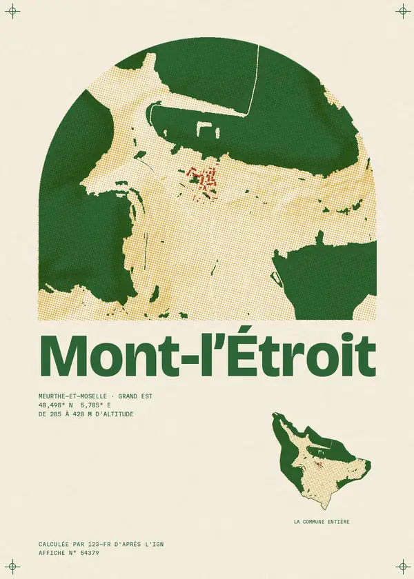 Affiche de Mont-l'Étroit, calculée par 123-fr d'après l'IGN