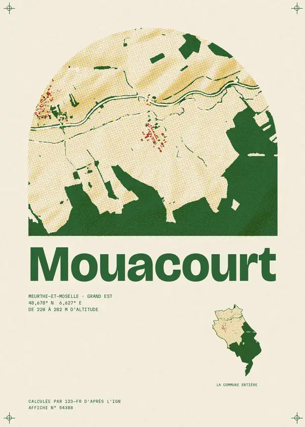 Affiche de Mouacourt, calculée par 123-fr d'après l'IGN