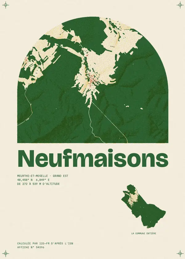 Affiche de Neufmaisons, calculée par 123-fr d'après l'IGN