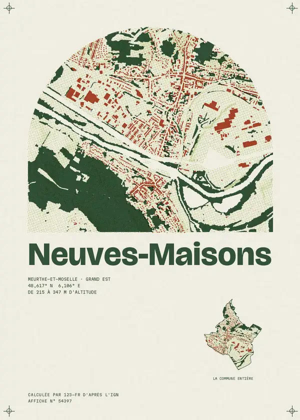 Affiche de Neuves-Maisons, calculée par 123-fr d'après l'IGN