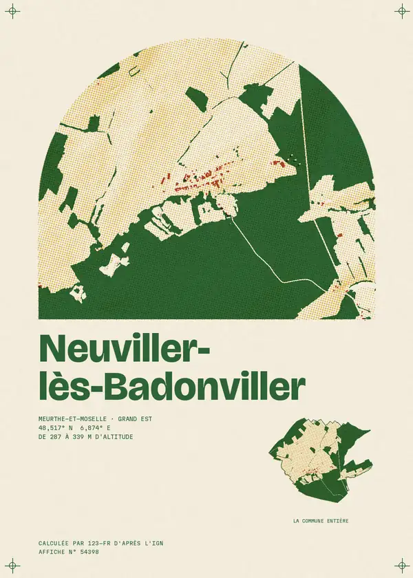 Affiche de Neuviller-lès-Badonviller, calculée par 123-fr d'après l'IGN