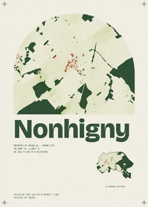 Affiche de Nonhigny, calculée par 123-fr d'après l'IGN