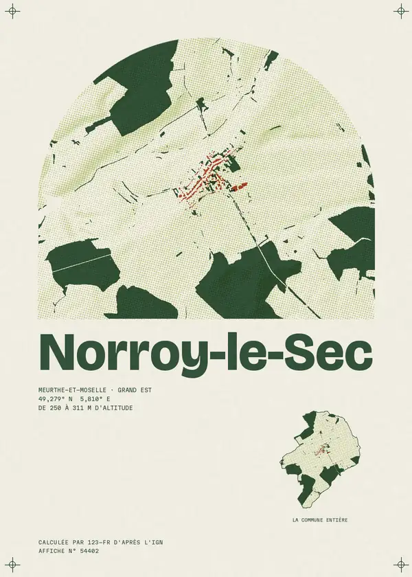 Affiche de Norroy-le-Sec, calculée par 123-fr d'après l'IGN