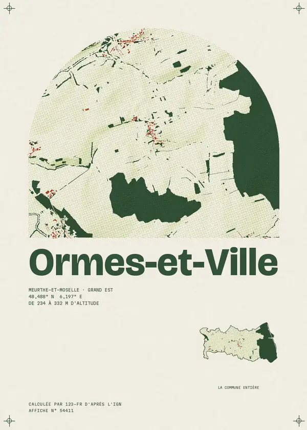 Affiche de Ormes-et-Ville, calculée par 123-fr d'après l'IGN
