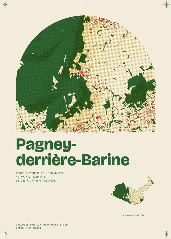 Affiche de Pagney-derrière-Barine, calculée par 123-fr d'après l'IGN