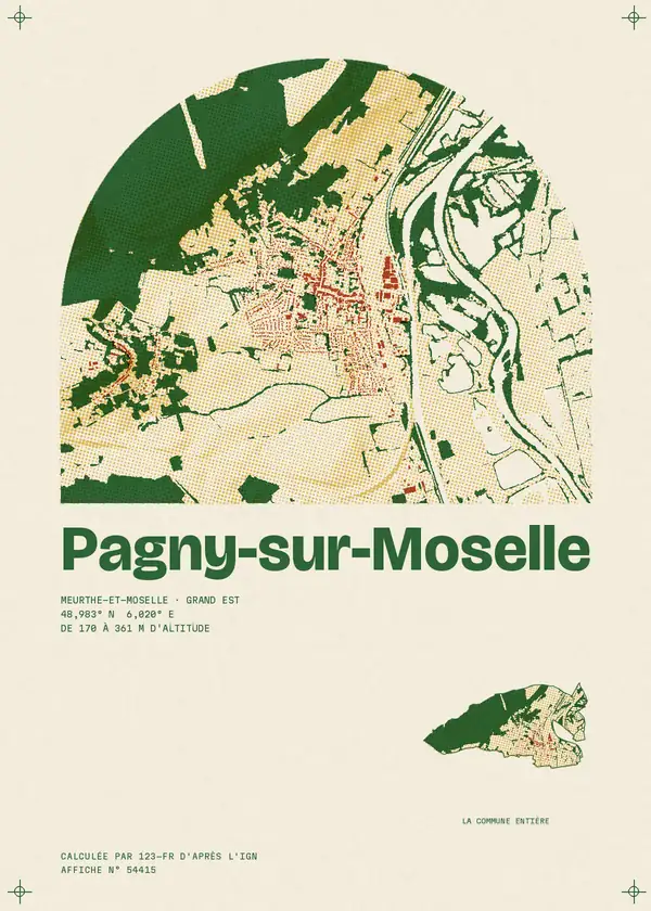 Affiche de Pagny-sur-Moselle, calculée par 123-fr d'après l'IGN