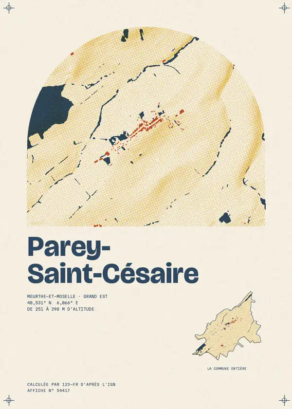 Affiche de Parey-Saint-Césaire, calculée par 123-fr d'après l'IGN