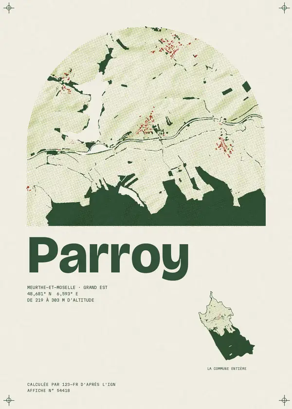 Affiche de Parroy, calculée par 123-fr d'après l'IGN
