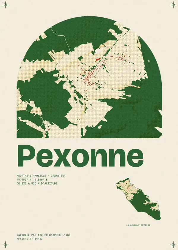 Affiche de Pexonne, calculée par 123-fr d'après l'IGN