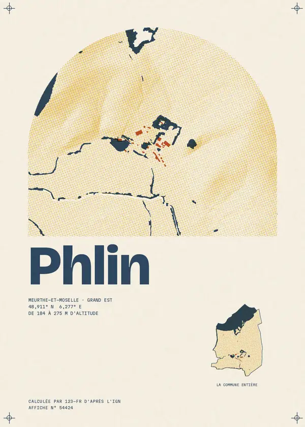 Affiche de Phlin, calculée par 123-fr d'après l'IGN