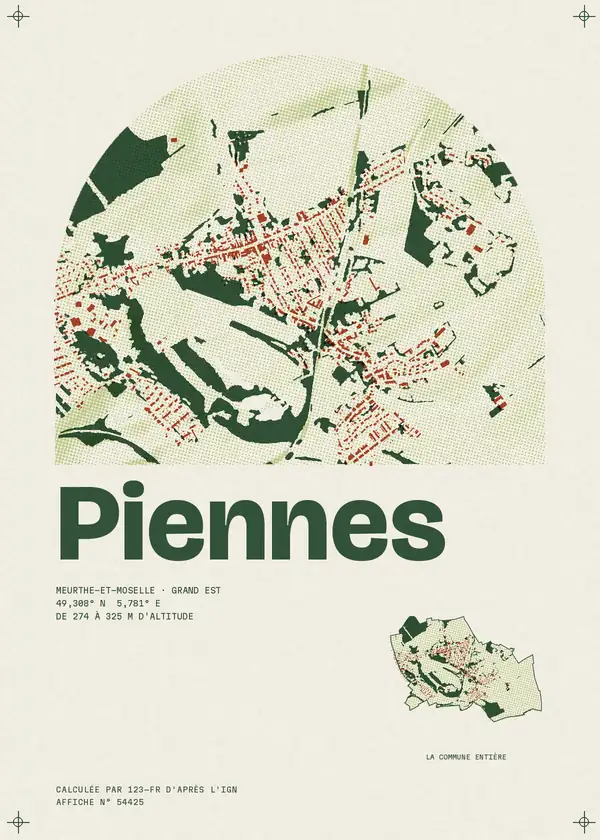 Affiche de Piennes, calculée par 123-fr d'après l'IGN