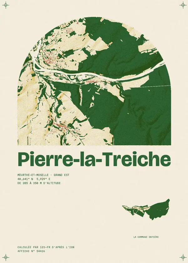 Affiche de Pierre-la-Treiche, calculée par 123-fr d'après l'IGN