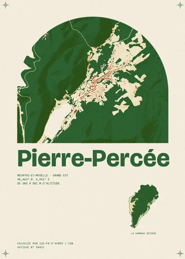 Affiche de Pierre-Percée, calculée par 123-fr d'après l'IGN