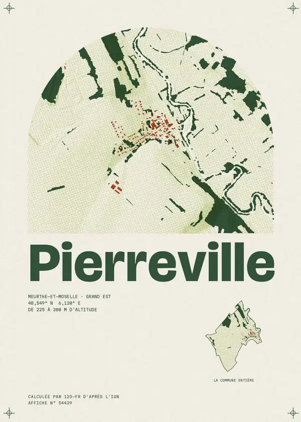 Affiche de Pierreville, calculée par 123-fr d'après l'IGN