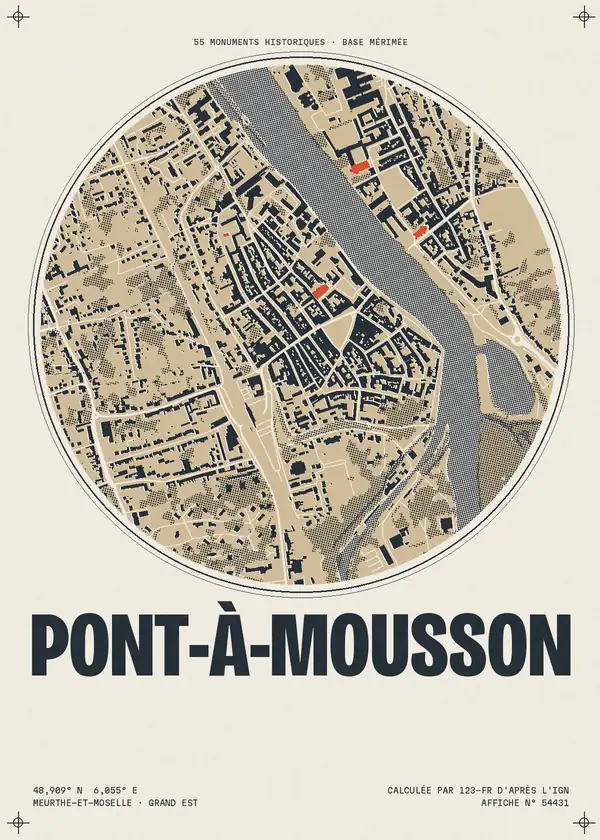 Affiche de Pont-à-Mousson, calculée par 123-fr d'après l'IGN