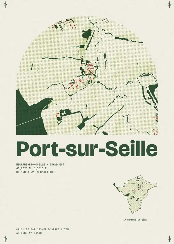 Affiche de Port-sur-Seille, calculée par 123-fr d'après l'IGN