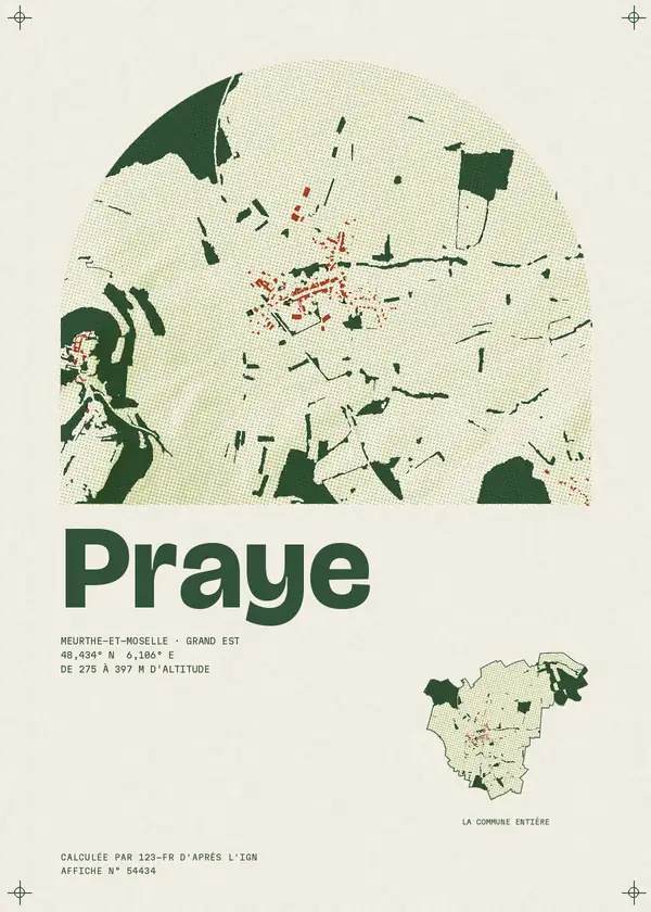 Affiche de Praye, calculée par 123-fr d'après l'IGN