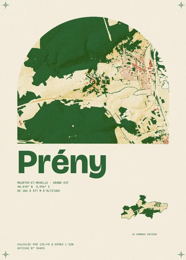 Affiche de Prény, calculée par 123-fr d'après l'IGN