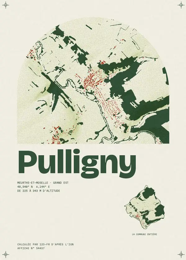 Affiche de Pulligny, calculée par 123-fr d'après l'IGN