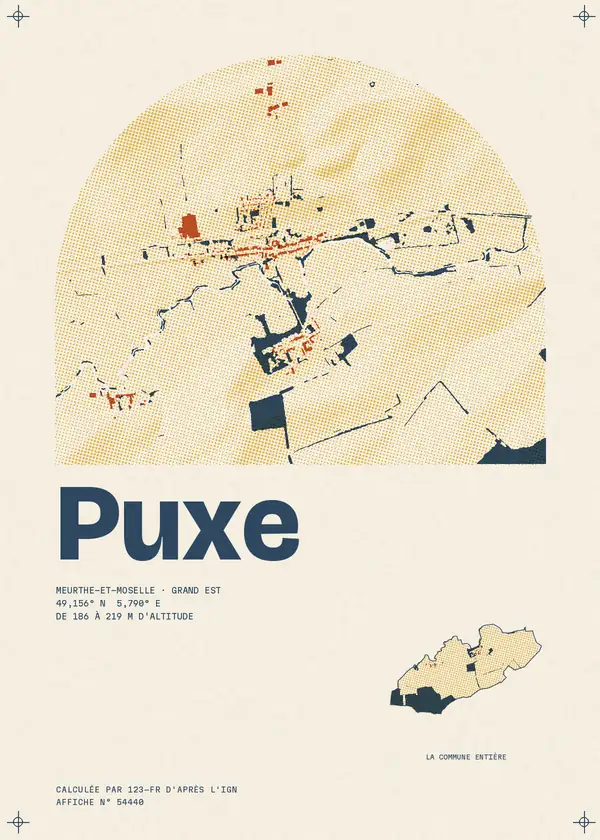 Affiche de Puxe, calculée par 123-fr d'après l'IGN