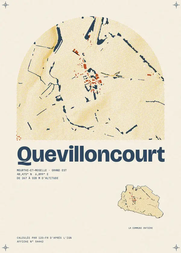 Affiche de Quevilloncourt, calculée par 123-fr d'après l'IGN