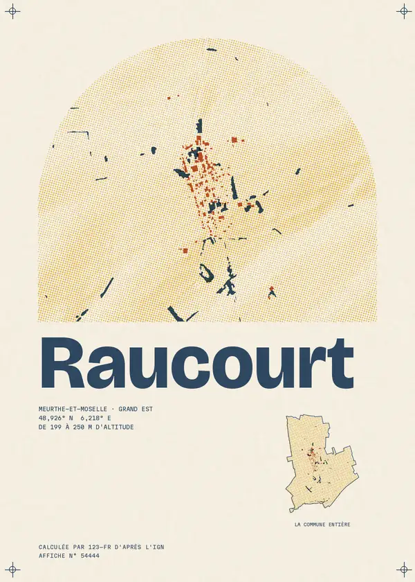 Affiche de Raucourt, calculée par 123-fr d'après l'IGN