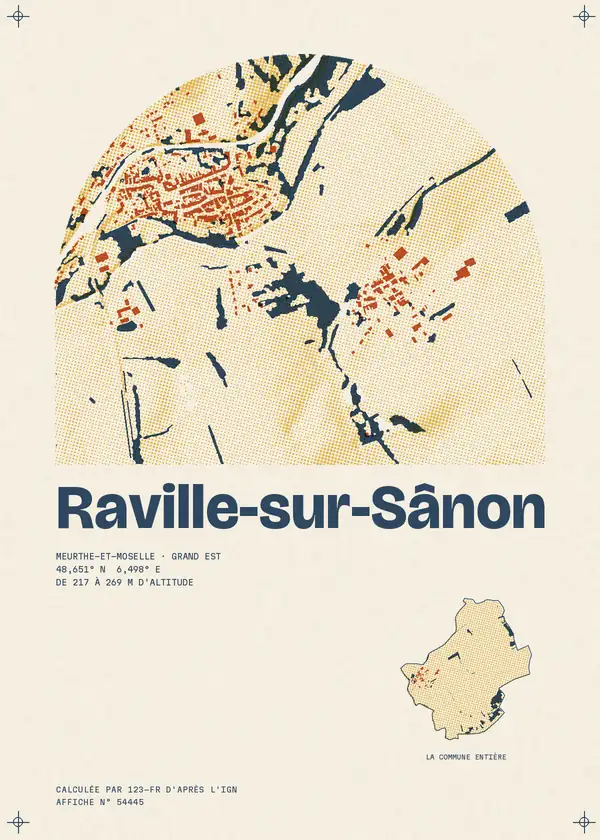 Affiche de Raville-sur-Sânon, calculée par 123-fr d'après l'IGN