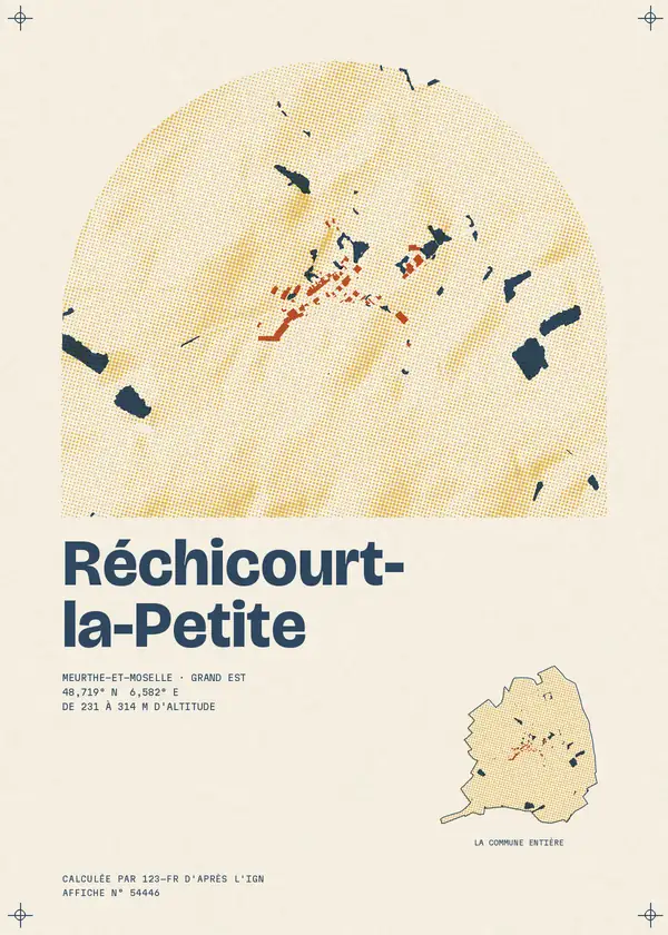 Affiche de Réchicourt-la-Petite, calculée par 123-fr d'après l'IGN